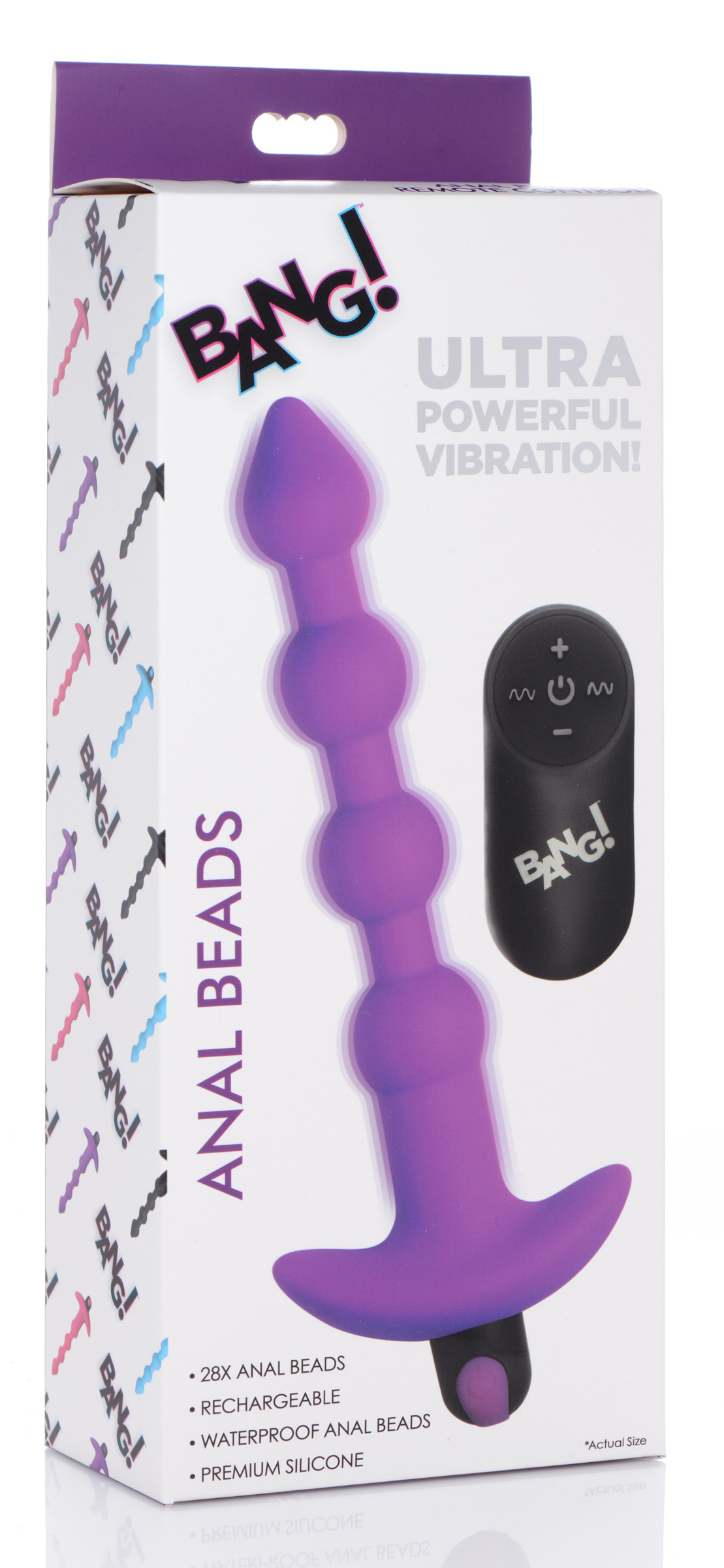bang vibrating silicone anal beads and remote control purple