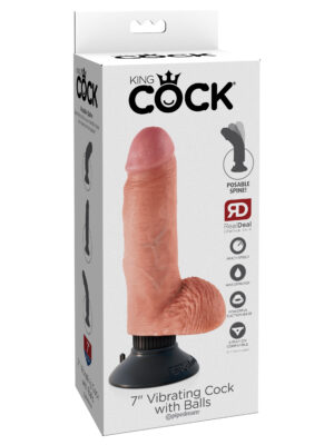 king cock 7 inch vibrating cock with balls flesh