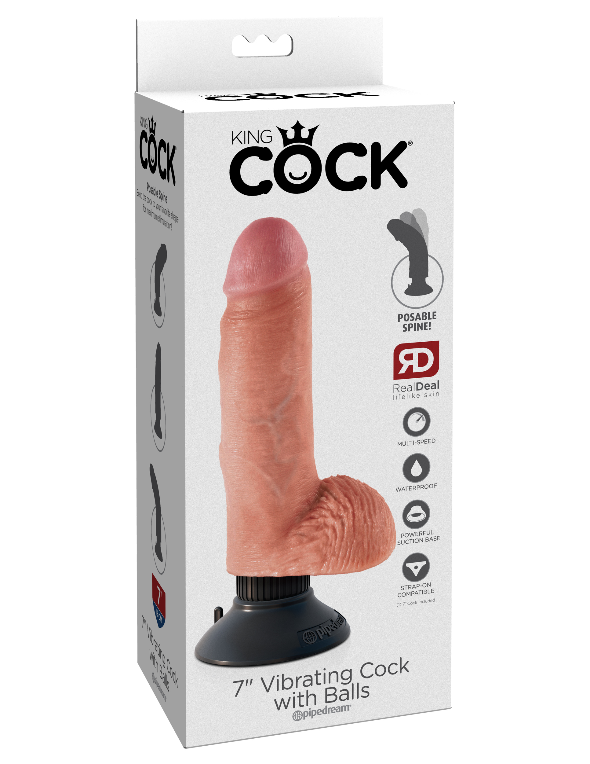 king cock 7 inch vibrating cock with balls flesh