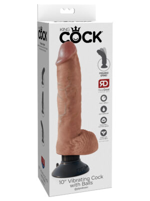 king cock 10" vibrating cock with balls tan king cock 10" vibrating cock with balls tan