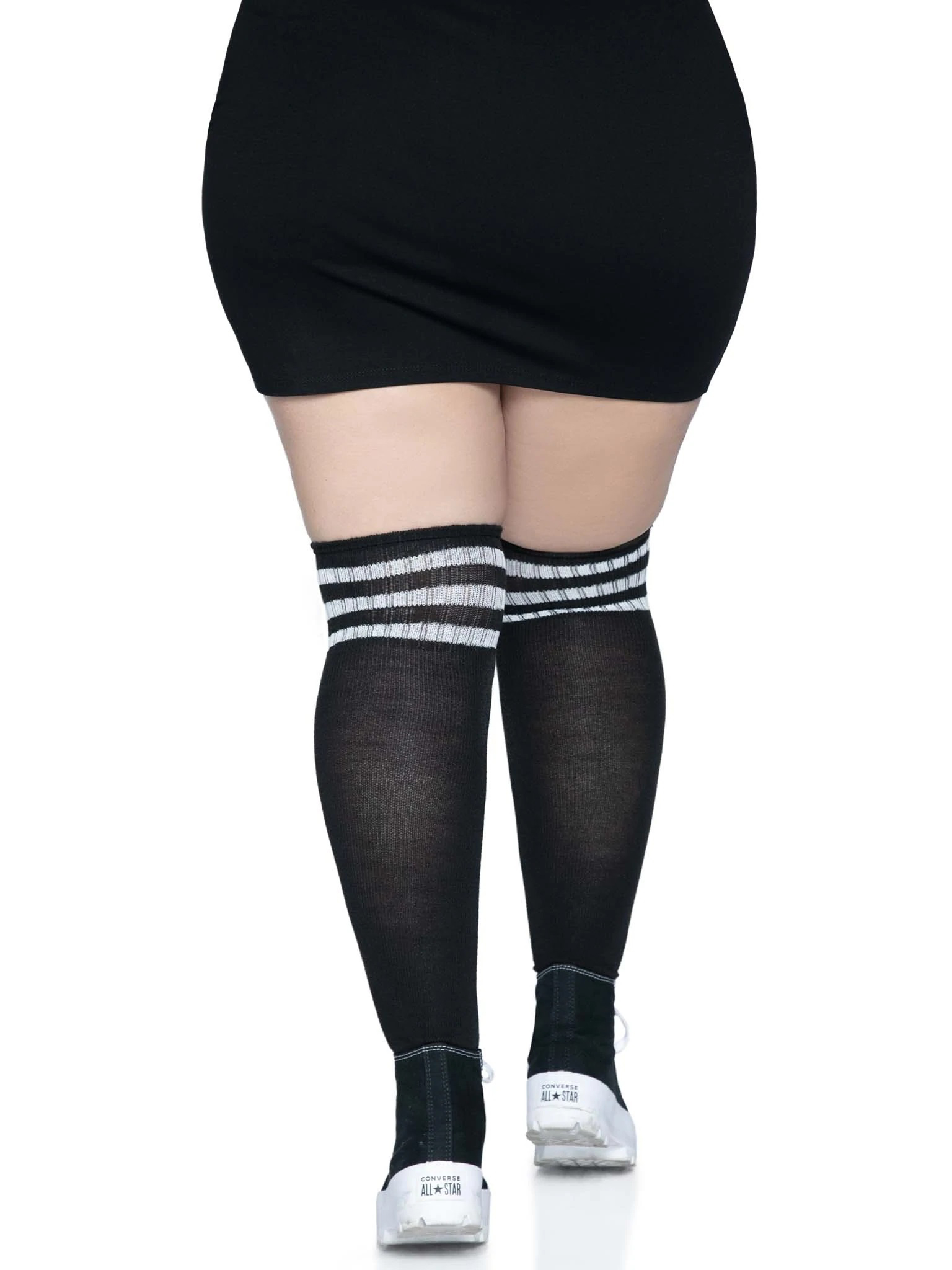 over the knee athletic socks 1x/2x black/white