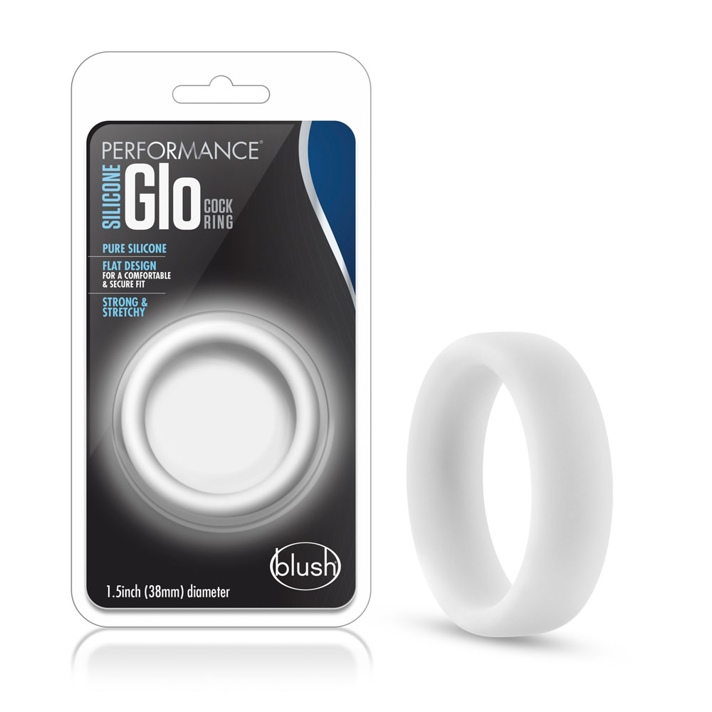 performance silicone glo cock ring white glow