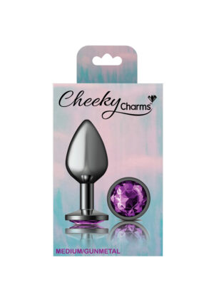 purple round gem gunmetal metal plug md