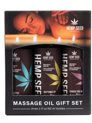 hemp seed massage oil valentine gift set 3 pack 2oz bottles