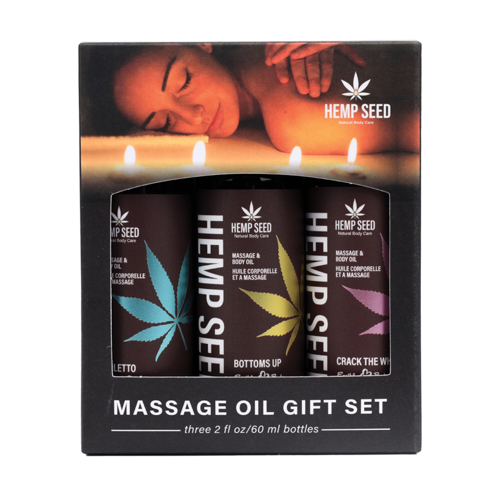 hemp seed massage oil valentine gift set 3 pack 2oz bottles