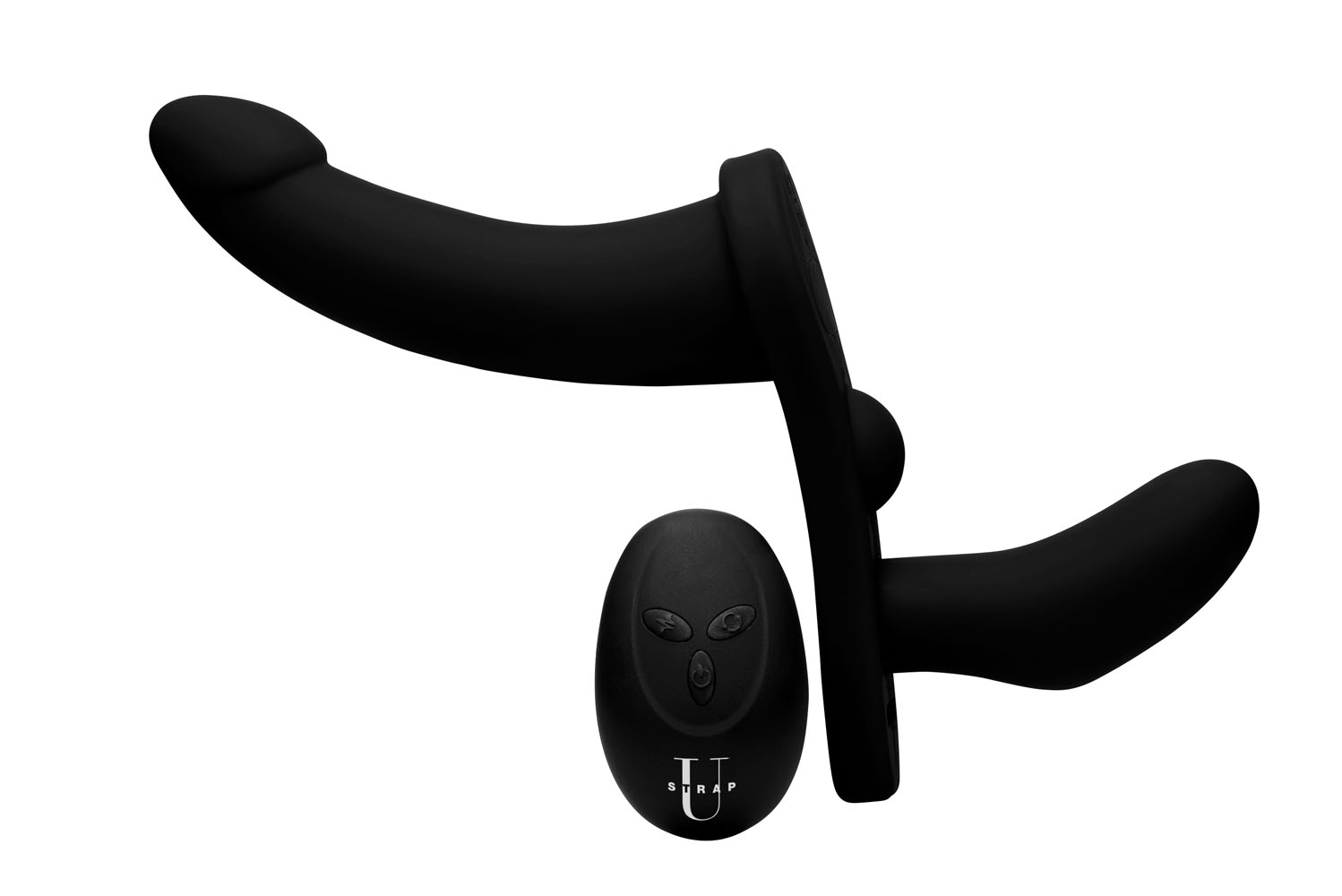 double take black 10x vibrating double penetration adjustable strap on