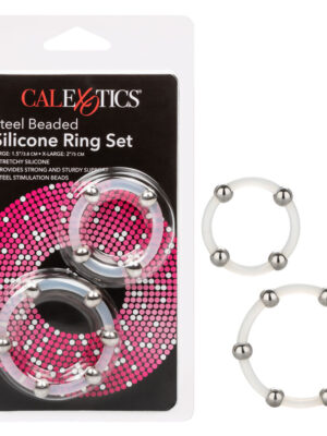 steel beaded silicone ring set