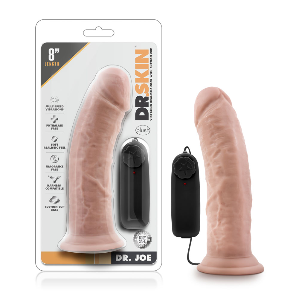 dr. skin dr. joe 8 inch vibrating cock with suction cup vanilla