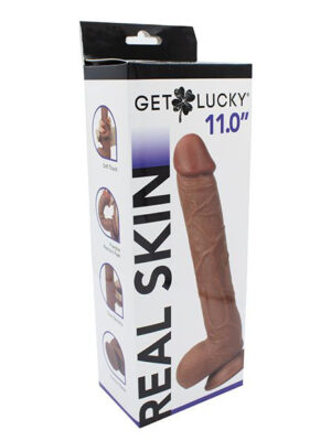 real skin 11 dual layer dildo light brown