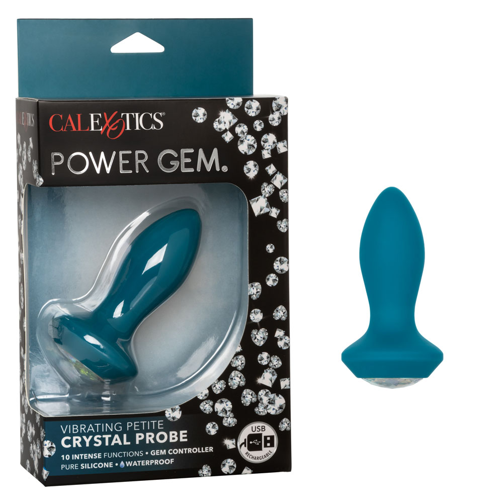 power gem vibrating petite crystal probe blue