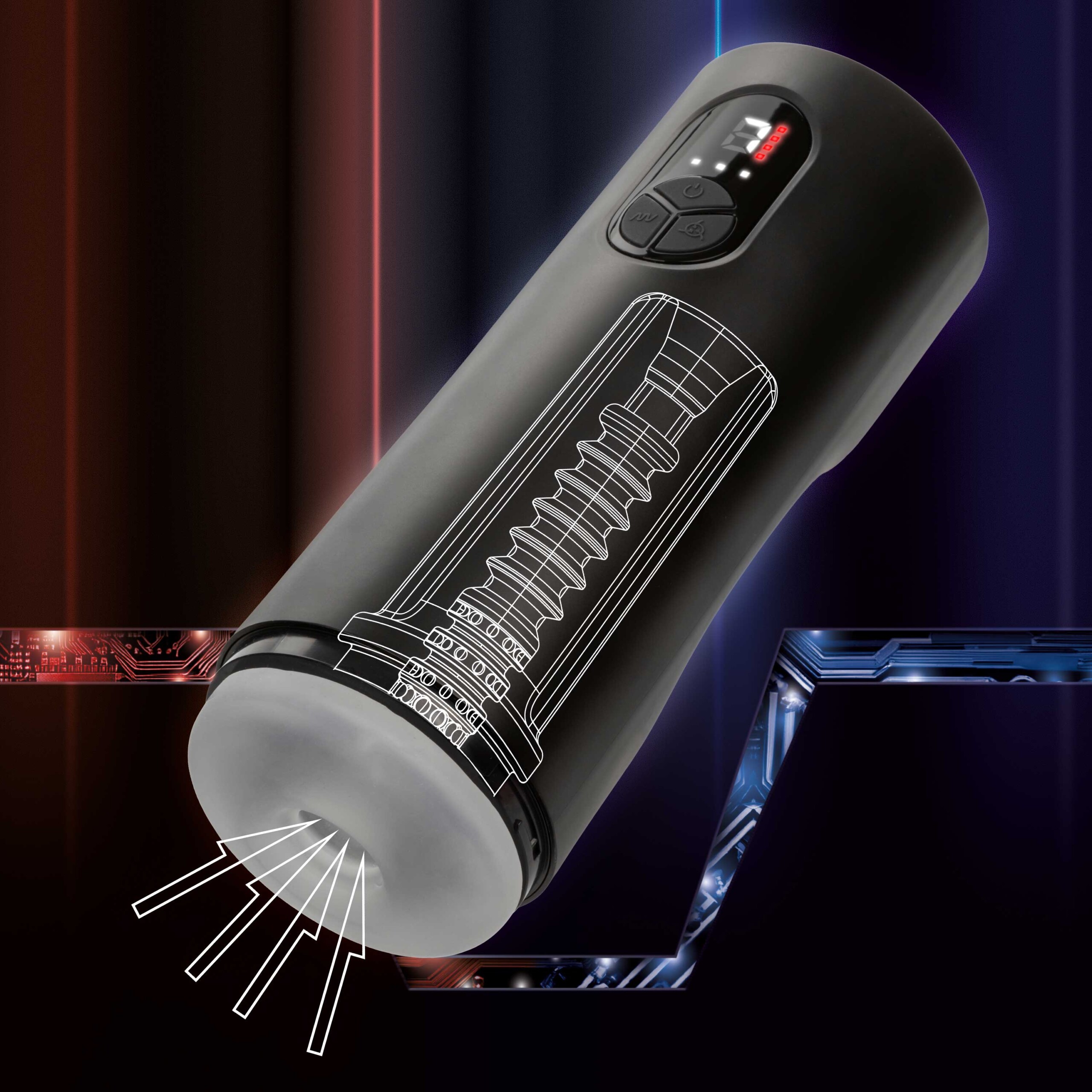 bionic sucking and vibrating masturbator black