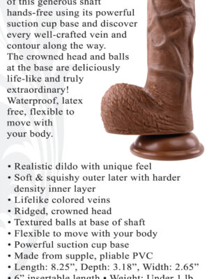 realistic dildo 8 inches dark realistic dildo 8 inches dark