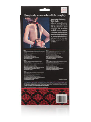 scandal breathable ball gag with cuffs