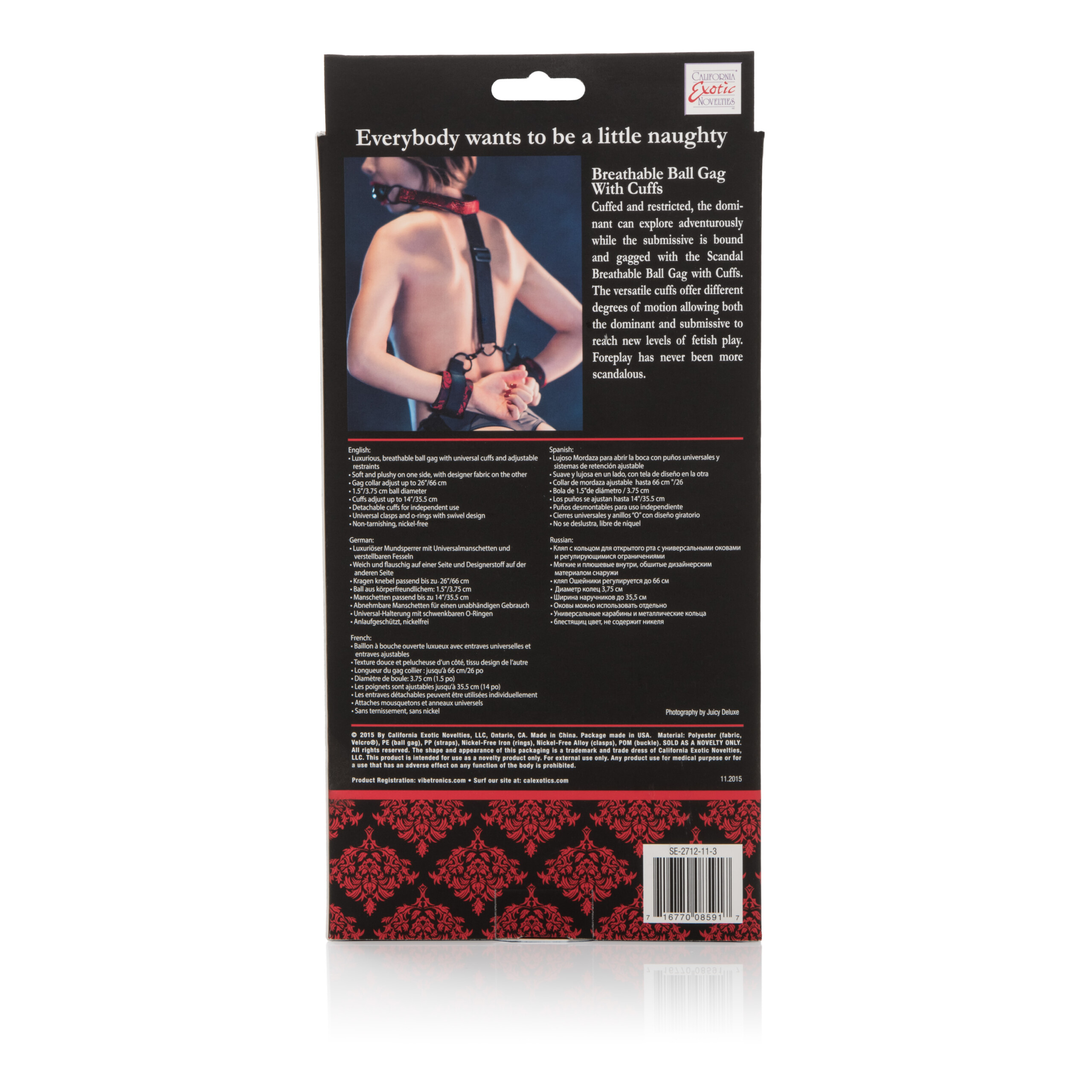 scandal breathable ball gag with cuffs