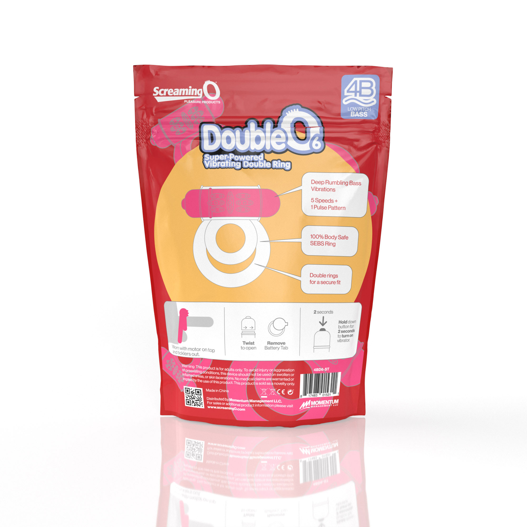 screaming o 4b double o super powered vibrating double ring strawberry