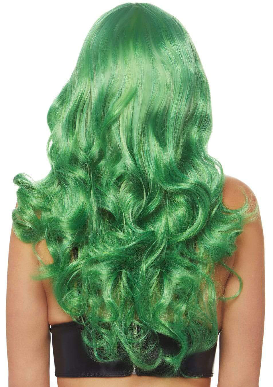 24 inch misfit long wavy bang wig green