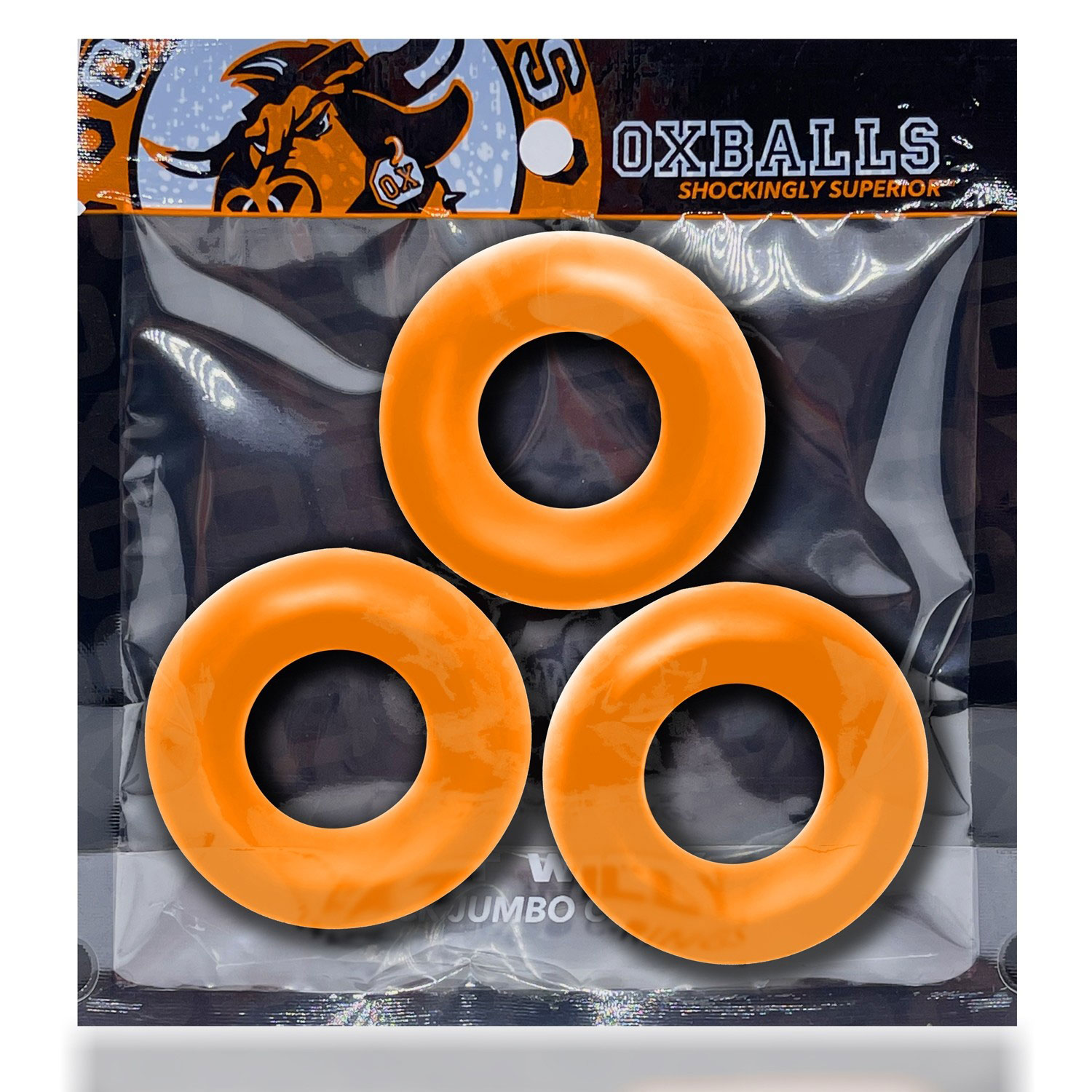 fat willy 3 pack jumbo cockring orange