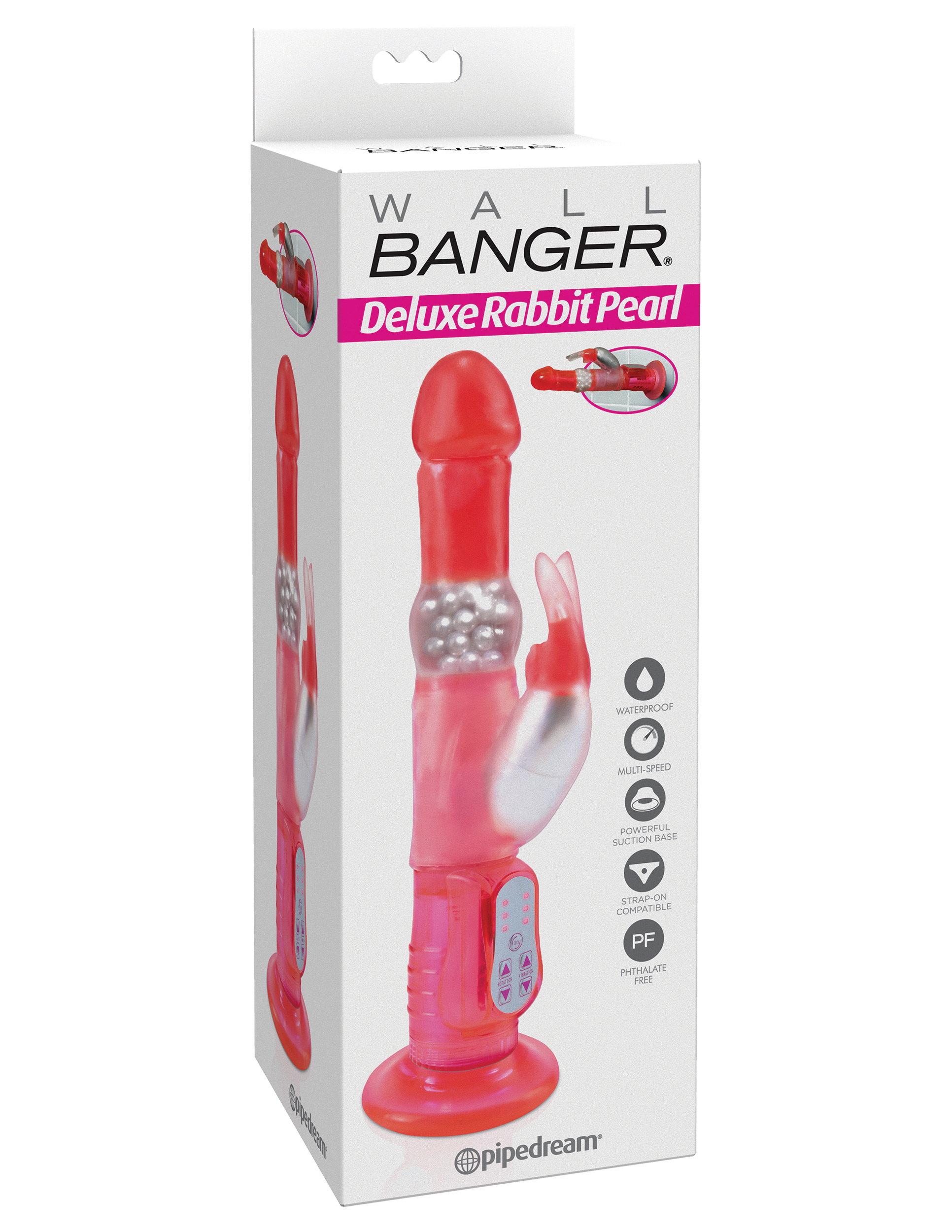 rabbit pearl waterproof deluxe rotating wall bangers pink