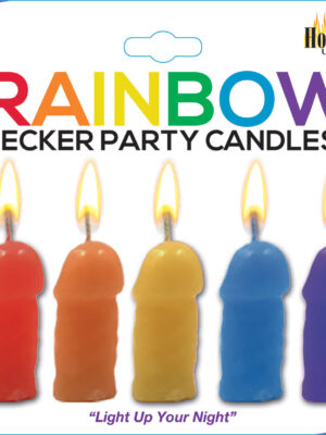 rainbow pecker party candles 5 pack