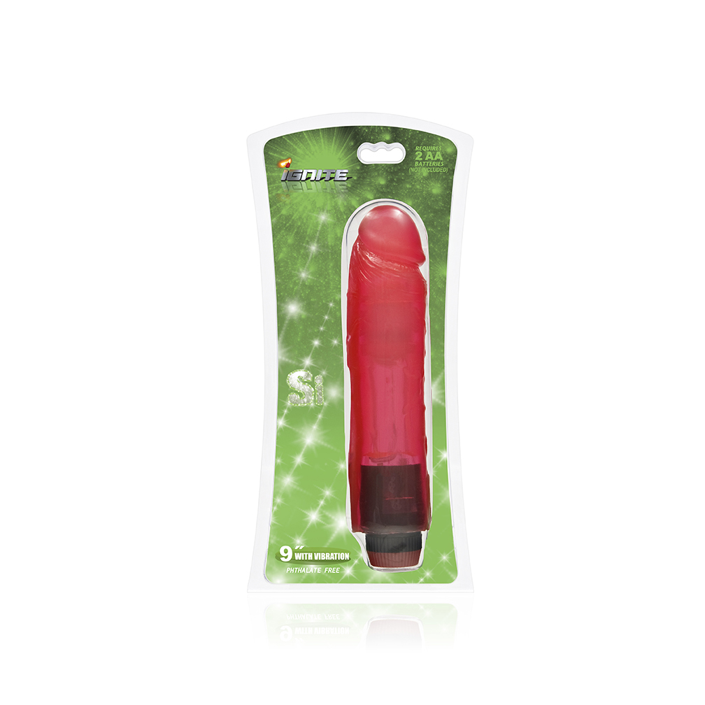 9" vibrating cock red