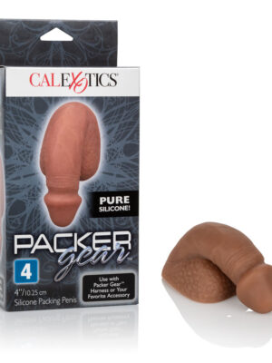 packer gear 4" silicone packing penis brown