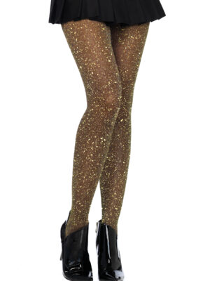 lurex tights one size black/ gold