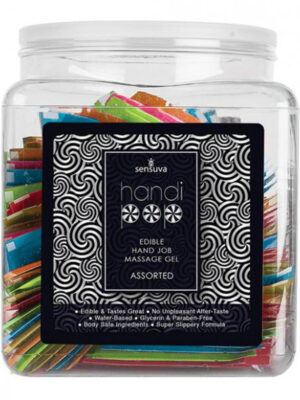 handipop hand job massage gel assorted flavor 100 piece single use packet tub
