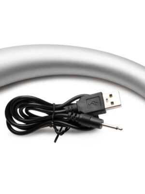 10x vibra crescent silicone dual ended dildo silver