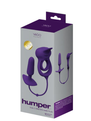 humper rechargeable dual c ring with anal plug purple humper rechargeable dual c ring with anal plug purple