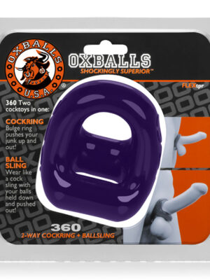 360 2 way cockring and ballsling eggplant