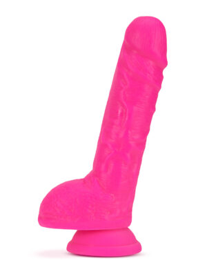 neo elite 9 inch silicone dual density cock with balls neon pink neo elite 9 inch silicone dual density cock with balls neon pink