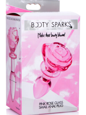 pink rose glass anal plug small
