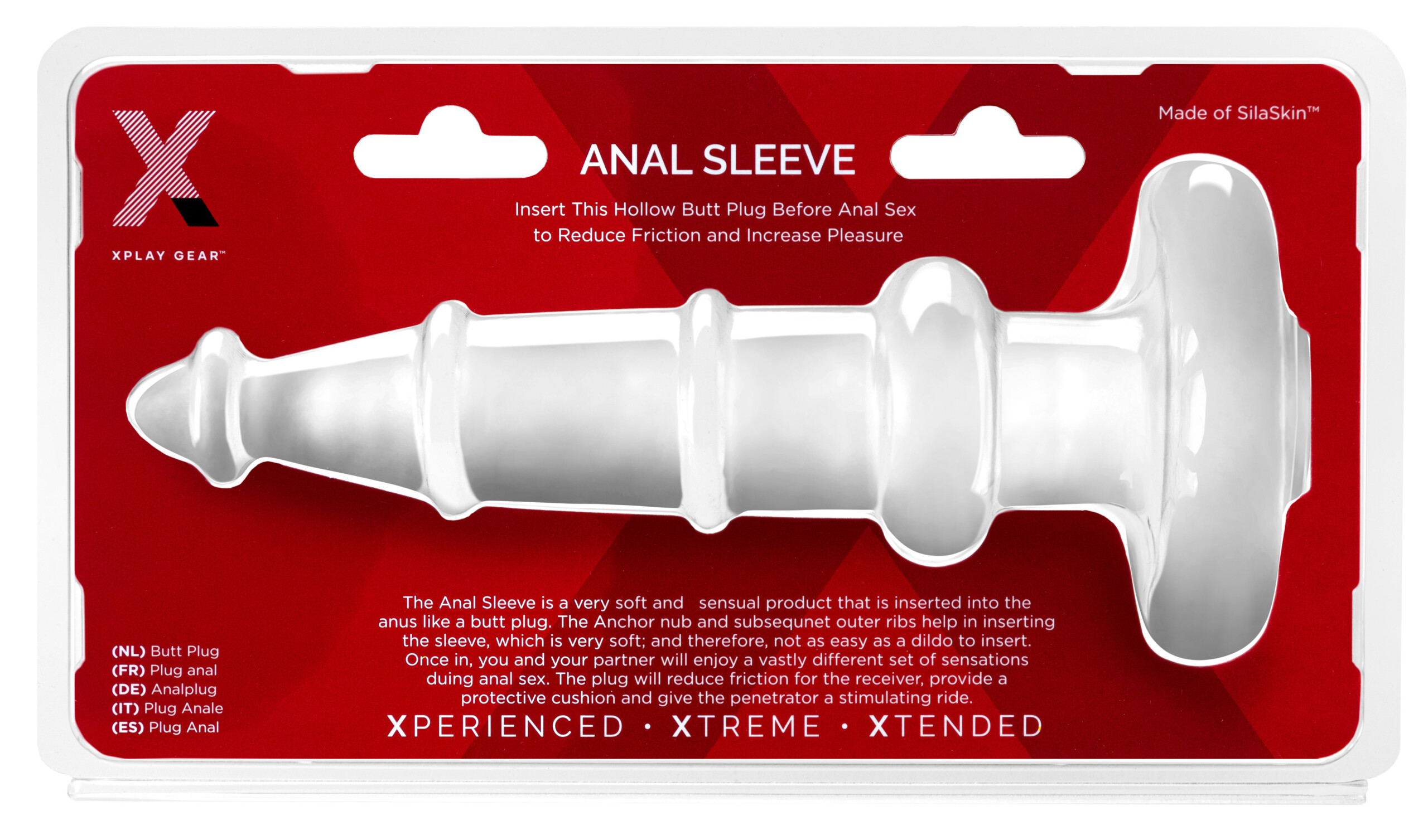 xplay anal sleeve plug 7.0 inch clear
