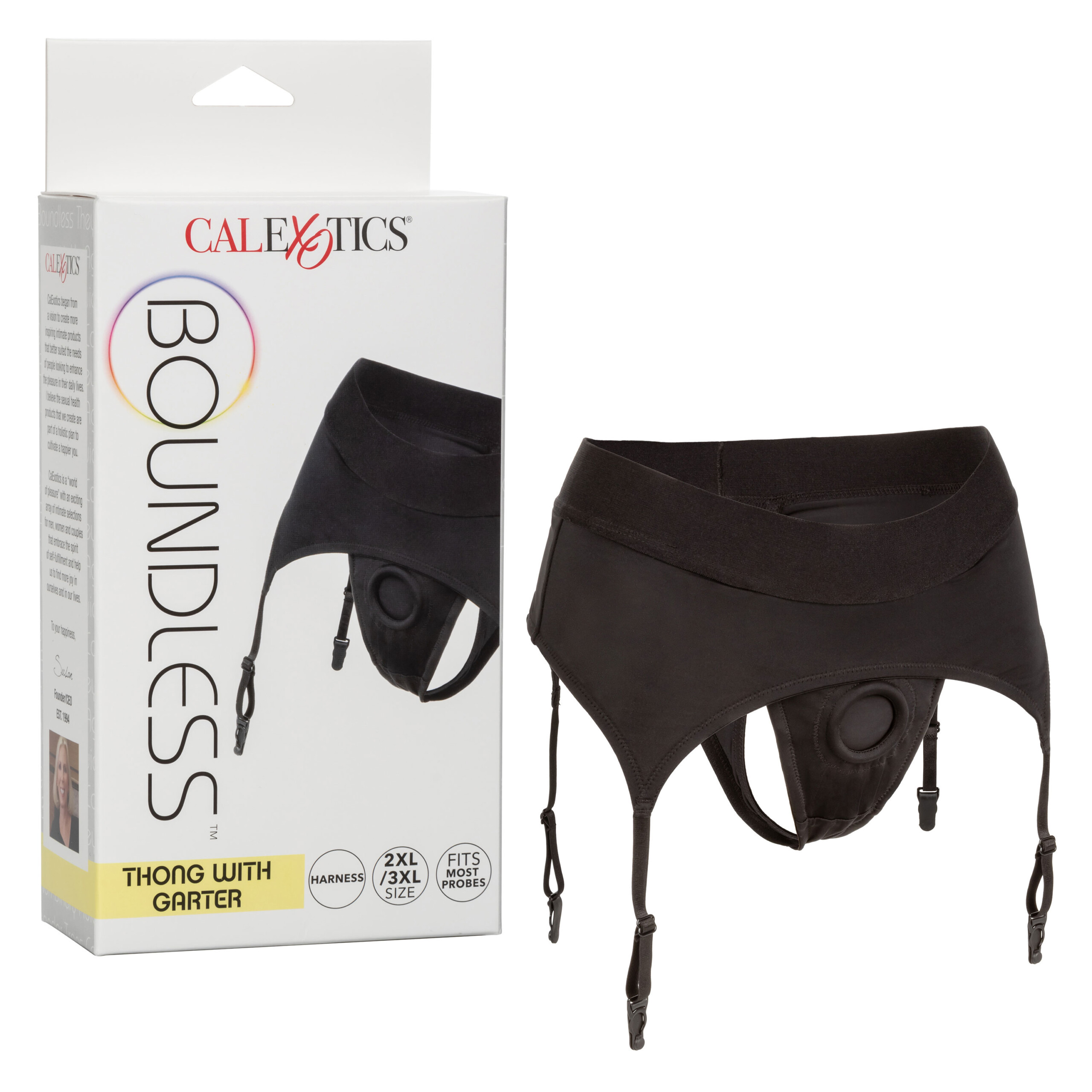 boundless thong with garter 2l/3xl black