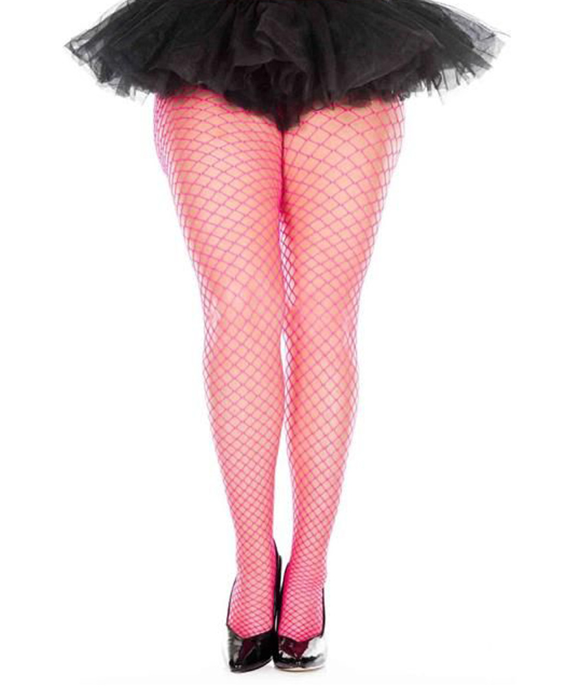 mini diamond net spandex pantyhose queen size hot pink