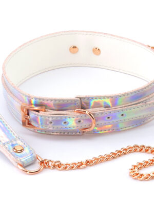 cosmo bondage collar and leash rainbow