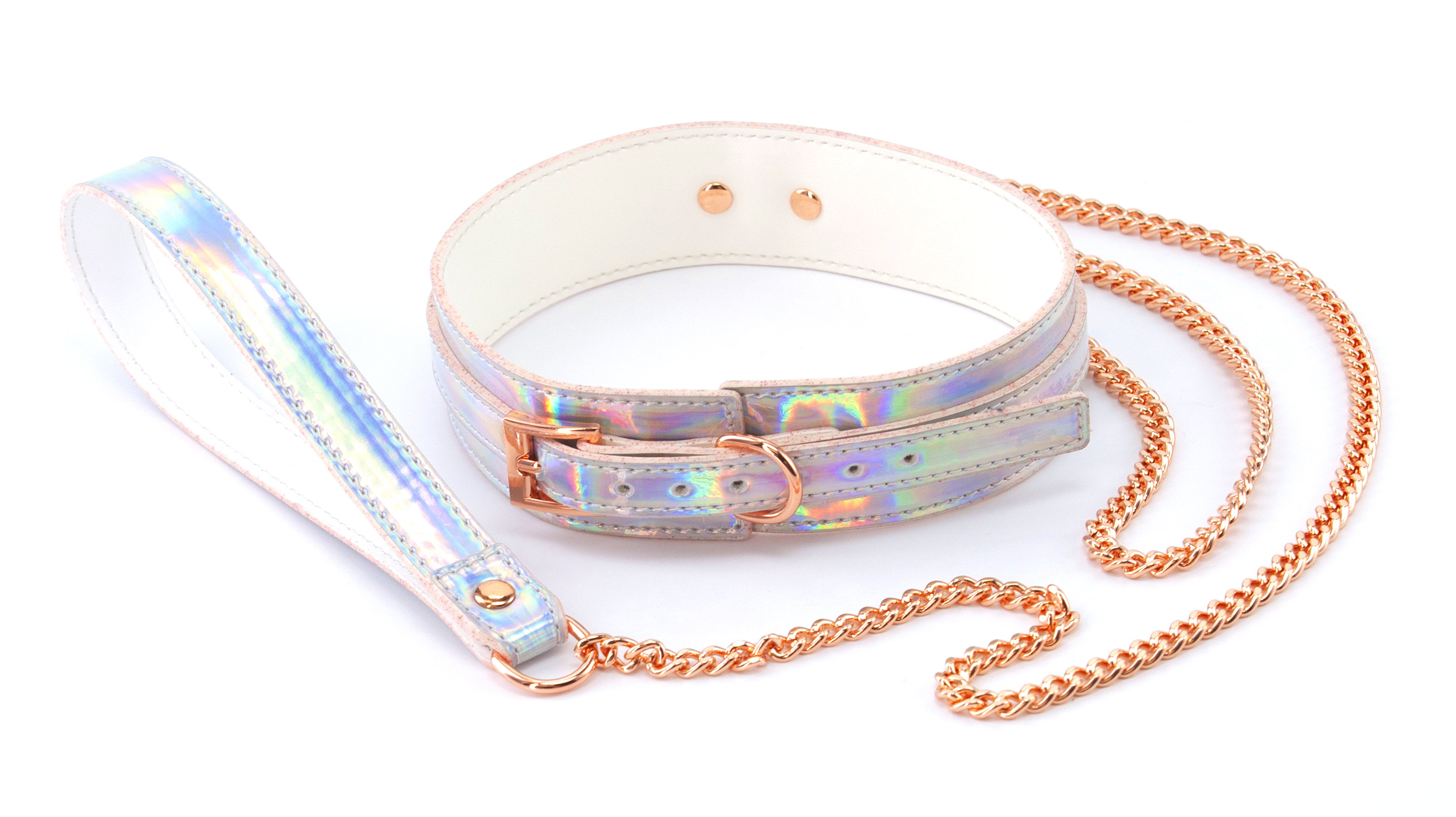 cosmo bondage collar and leash rainbow