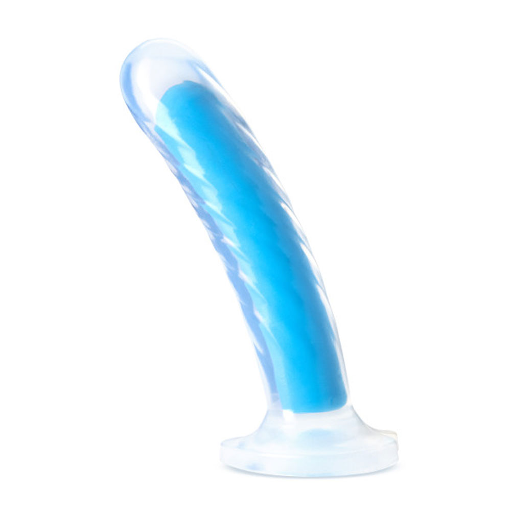neo elite glow in the dark tao 7 inch silicone dual density dildo neon blue