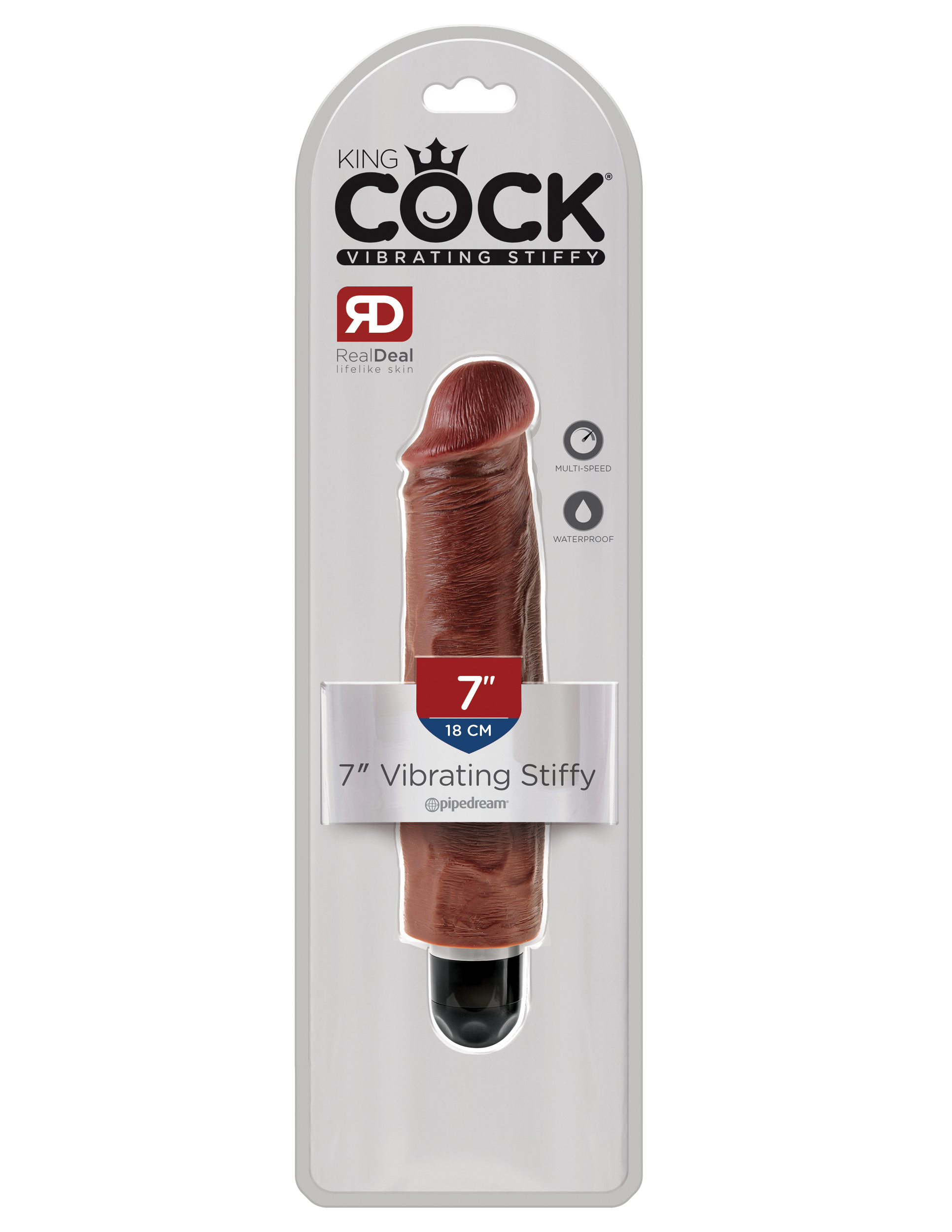 king cock 7 inch vibrating stiffy brown