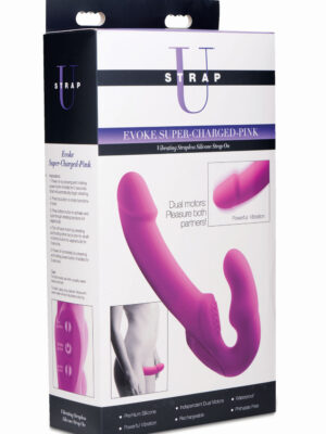 evoke rechargeable vibrating silicone strapless strap on pink evoke rechargeable vibrating silicone strapless strap on pink