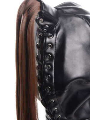 ponytail bondage hood black