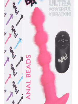 bang vibrating silicone anal beads and remote control pink
