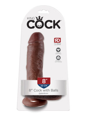 king cock 8 inch cock with balls brown