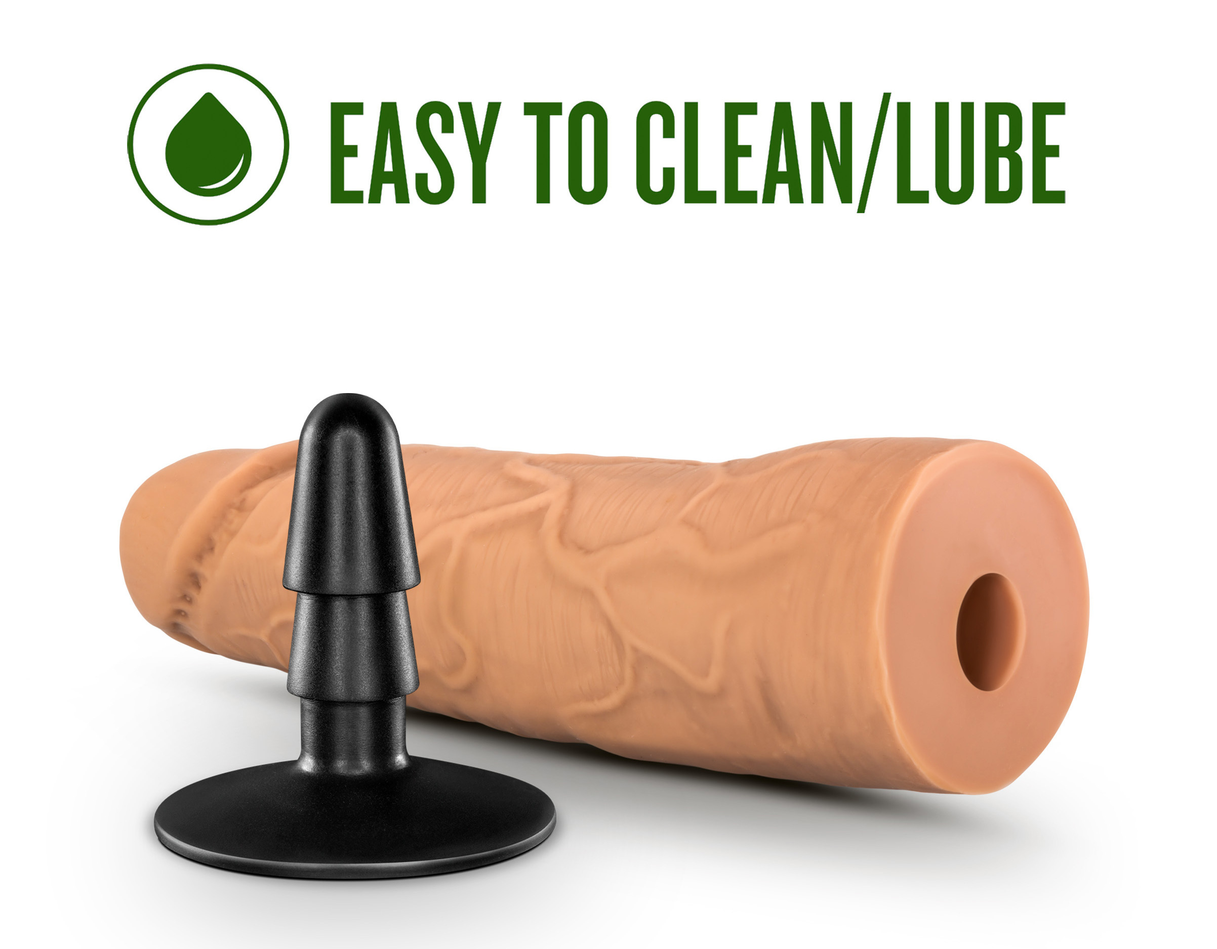 lock on dynamite 7 inch dildo with suction cup adapter mocha