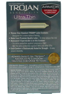 trojan sensitivity ultra thin armor spermicidal lubricated condoms 12 pack trojan sensitivity ultra thin armor spermicidal lubricated condoms 12 pack
