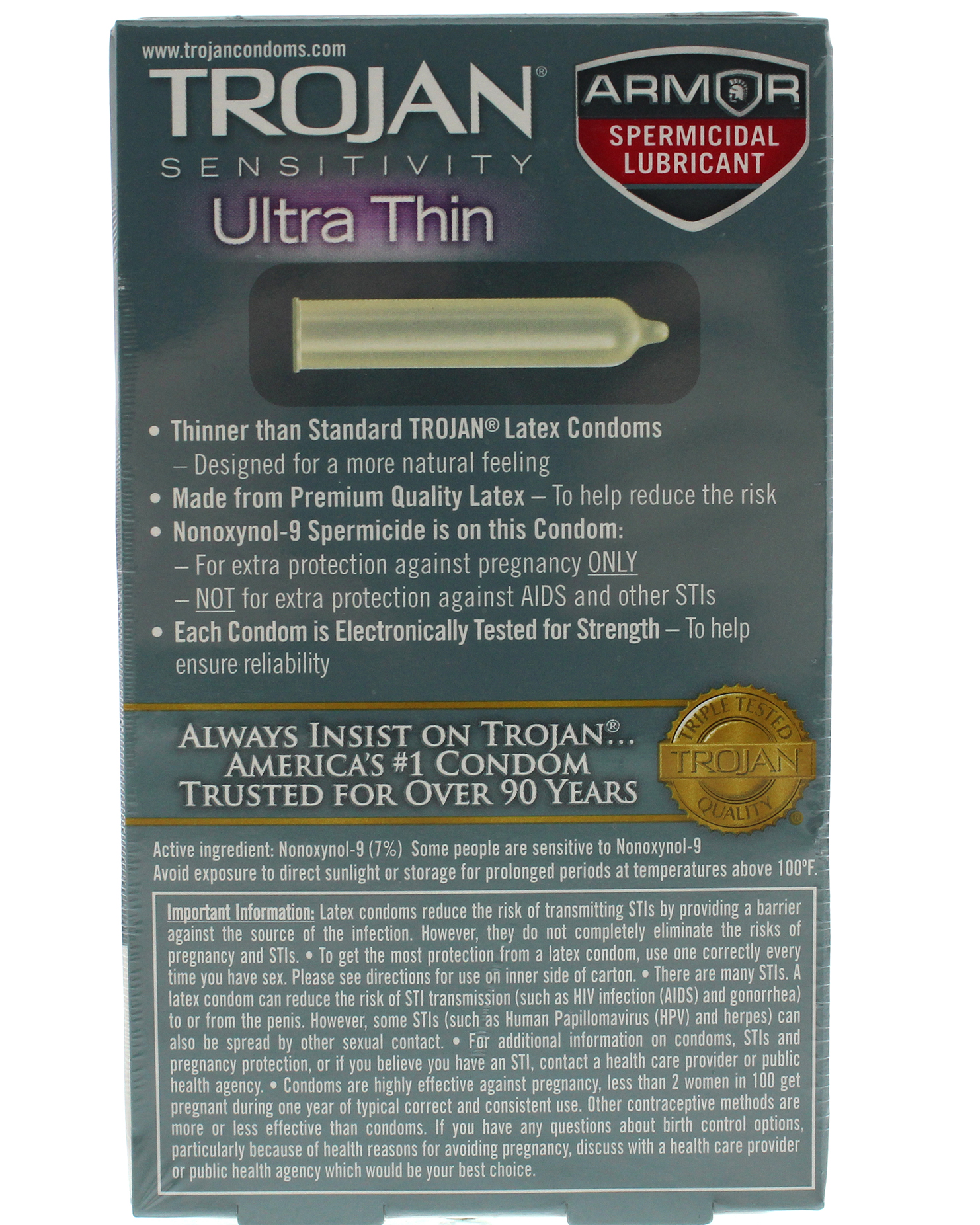trojan sensitivity ultra thin armor spermicidal lubricated condoms 12 pack trojan sensitivity ultra thin armor spermicidal lubricated condoms 12 pack