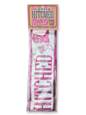 gettin' hitched bride party sash sparkle pink