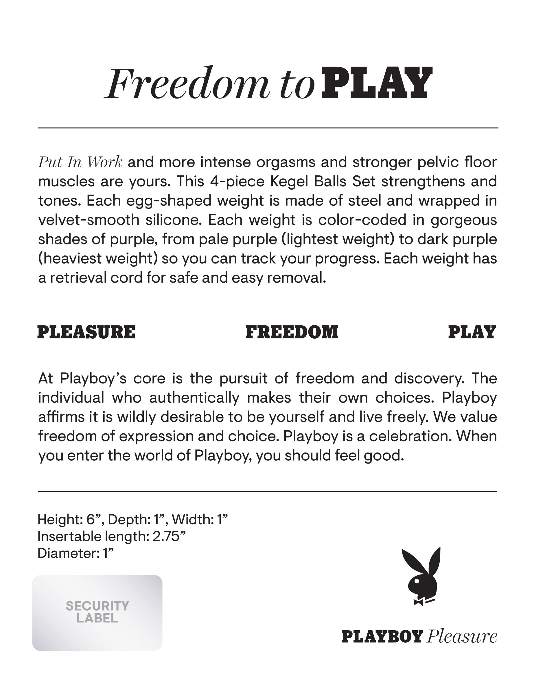 playboy pleasure put in work kegel balls set acai ombre