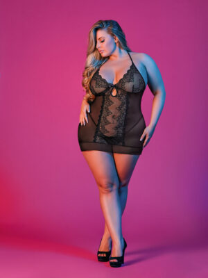 sexy time chemise and g string set black 1x 3x