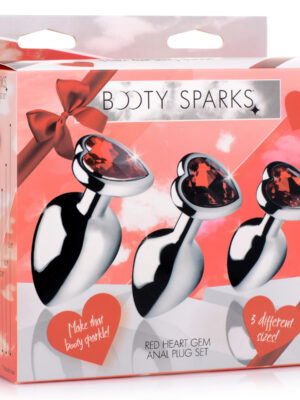 red heart gem anal plug set
